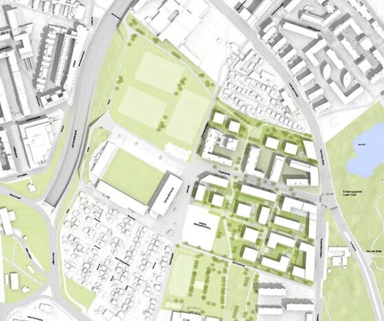 Luftbild eines Bebauungsplanes in 1100 Wien