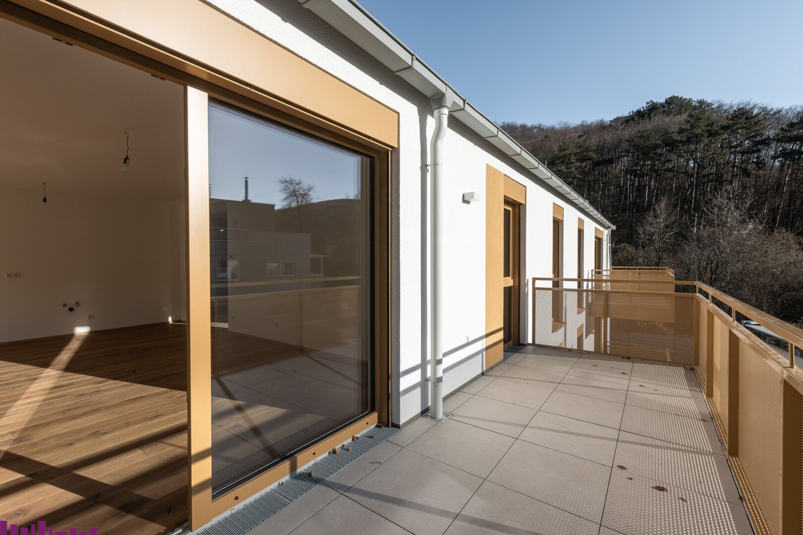 Blick vom Balkon in den Wienerwald