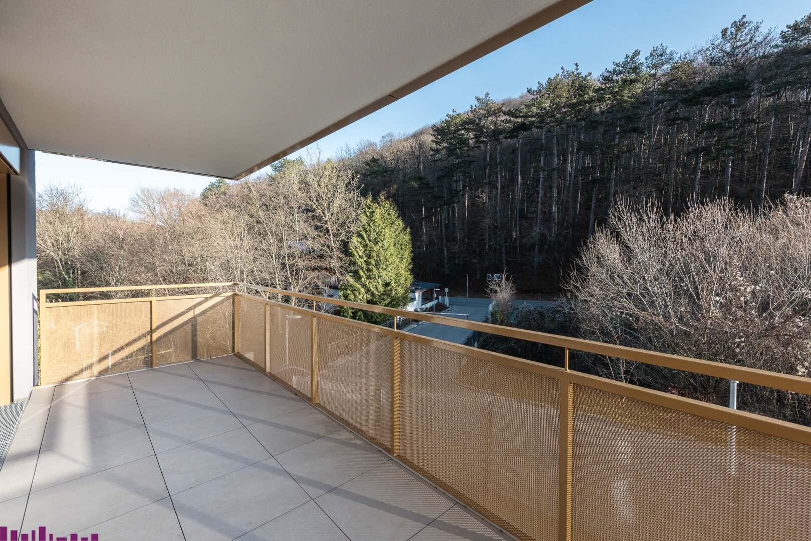 Blick vom Balkon in den Wienerwald